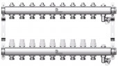 Коллектор для отопления Wester 1"-3/4 в сборе на 9 выходов с 2 заглушками