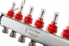 Для отопления Royal Thermo 1" ВР-3/4" НР, 9 выходов с расходомерами, нерж. (RTE 52.109)